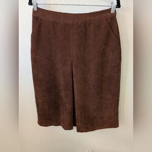Brown Corduroy Skirt With Side Pockets Front Kick Pleat Western Coast Size 4 NWT